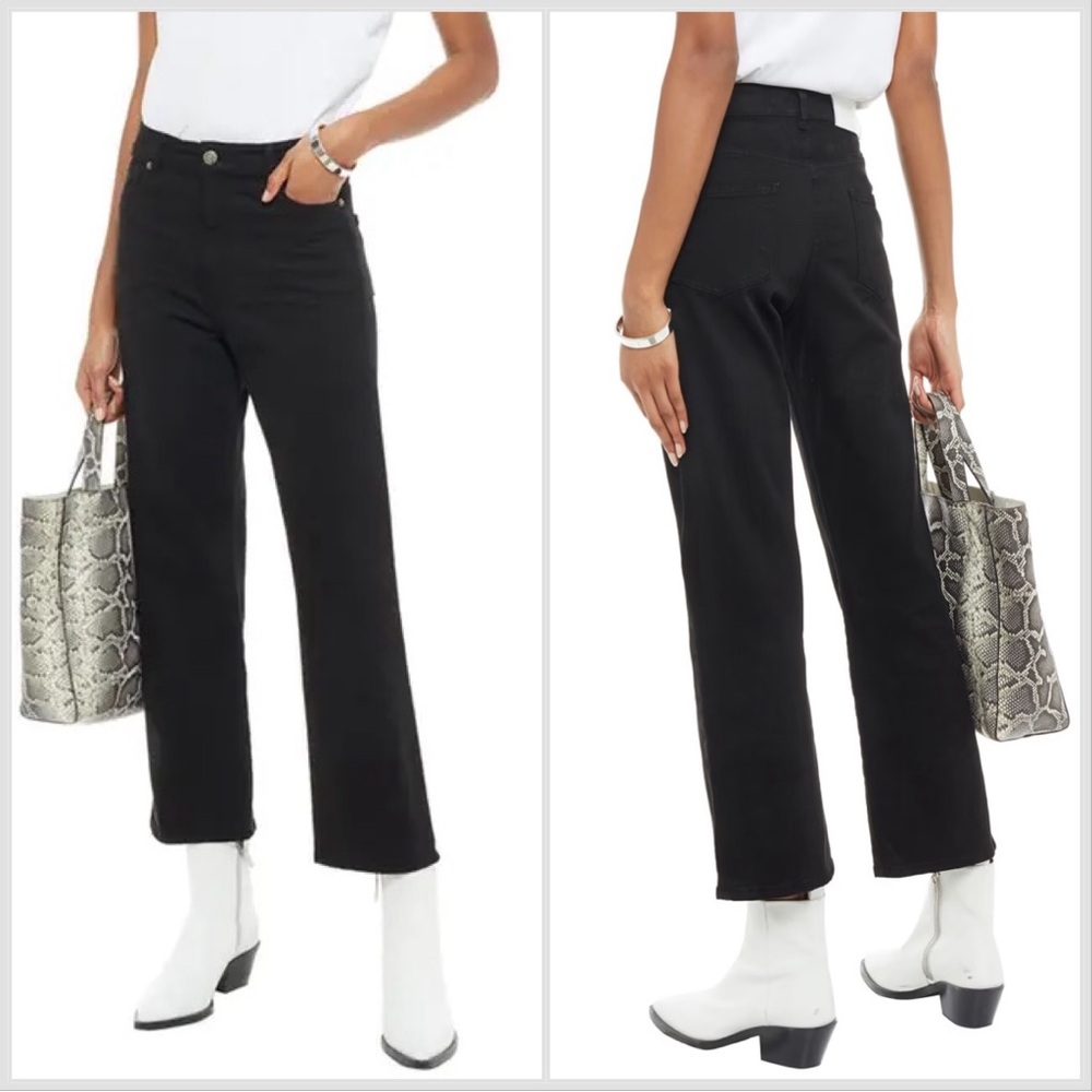 IRO Black High-Rise Wide-Leg Ankle Jeans 29